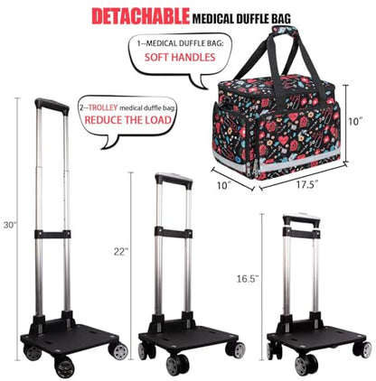 Medical Bag Rolling Roller Bag Trolley Duffel Nurses EMT CNA RN Empty for First Aid Responder Home Health Care Nursing Student Roll Duffle Bag Carry on Wheels Wheeled Work Physicians Doctor - color: Nurse