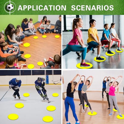 Poly Spot Markers 4inch/9 inch Non-Slip Rubber Agility Markers Flat Field Cones Floor Dots for Football, Soccer, Basketball Training Markers, School Activities, Exercise Drills, Social Distancing - style: 9inch 12Pcs(Yellow)