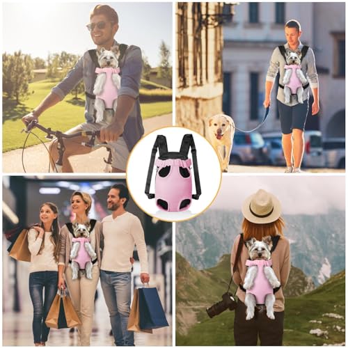 YUDODO Pet Dog Carrier Backpack Adjustable Dog Front Carrier, Legs Out Easy-Fit Dog Travel Backpack Carrier for Hiking Camping for Small Medium Dogs Cats and Rabbits (Small, Pink) - color: Pink