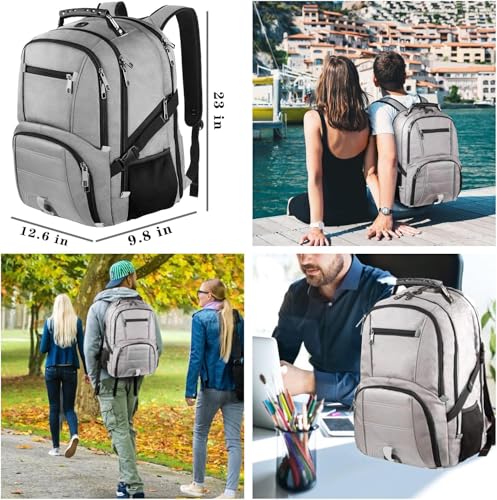 LTINVECK Extra Large 50L Travel Laptop Backpack, Computer bag Backbag, TSA Friendly Durable Big RFID Heavy Duty Business Tech Backpack Fits 17 Inch Laptops for Men Women, Grey - color: Full Grey
