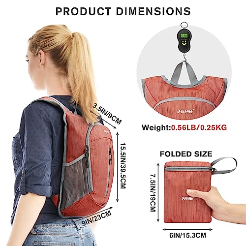 G4Free 10L Hiking Backpack Small Travel Hiking Daypack Lightweight Packable Backpack Casual Foldable Shoulder Bag - color: Red
