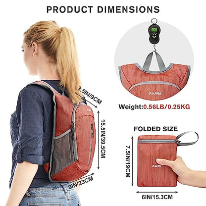 G4Free 10L Hiking Backpack Small Travel Hiking Daypack Lightweight Packable Backpack Casual Foldable Shoulder Bag - color: Red