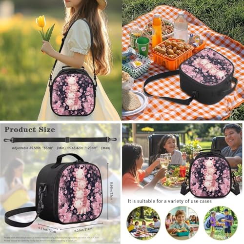 Backpack for Boys Girls Axolotl Cherry Blossom Backpacks 3 Pack Elementary School Bag with Reusable Lunch Bag Pencil Case Set Preschool Kindergarten Toddler - color: Axolotl Cherry Blossom