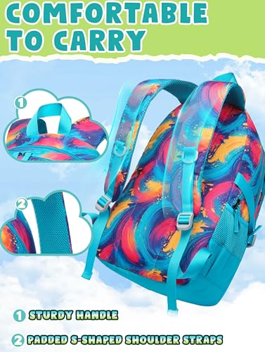 BLUEFAIRY High School Backpack for Girls Boys Middle School Bookbag for Kids Back to School Bag for College with Large Compartment Casual Daypack Mochilas para Niñas Adolescentes 18" Tie Dye Teal - color: Teal