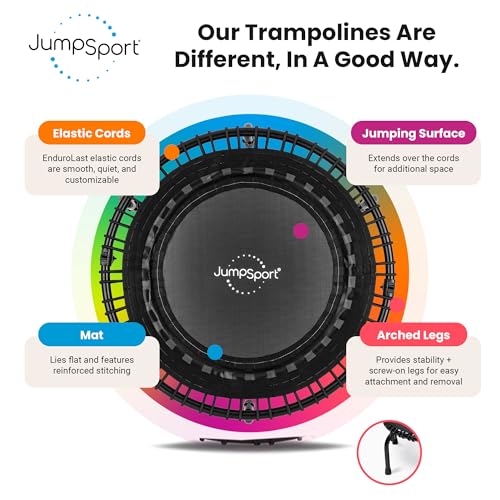 JumpSport 39" Premium Fitness Trampoline Exercise Rebounder 30 Adjustable Bungees 275 lb Wt. Rating - style: JumpSport 350f