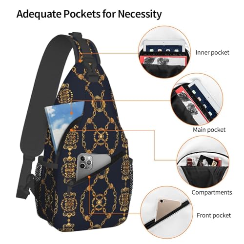 Gold Chains Outdoor Crossbody Shoulder Bag For Unisex Young Adult Hiking Bicycling - color: 6