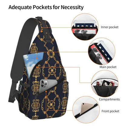 Gold Chains Outdoor Crossbody Shoulder Bag For Unisex Young Adult Hiking Bicycling - color: 6