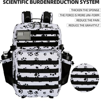 Military 45L Tactical Assault Backpack 3 day assault pack with Molle Waterproof backpack Rucksack for Tactical Backpacks - color: Blackcatpaw