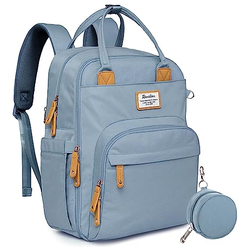RUVALINO Diaper Bag Backpack-Multifunction Baby Travel Bag with Changing pad, Insulated Bottle Holders & Pacifier Case, Large Capacity, Waterproof, Sky Blue - color: Sky Blue