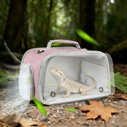 WEVONIGU Expandable Small Animal Backpack Carrier with Clear Bubble Window Large Space Travel Cage for Hedgehog Rat Parrot,Bearded Dragon,Sugar Glider,Airline Approved (Pink, Carrier) - color: Pink, size: Carrier