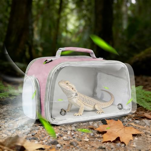 WEVONIGU Expandable Small Animal Backpack Carrier with Clear Bubble Window Large Space Travel Cage for Hedgehog Rat Parrot,Bearded Dragon,Sugar Glider,Airline Approved (Pink, Carrier) - color: Pink, size: Carrier