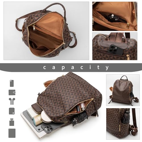 Women‘s Backpack Purse Leather Anti-theft Large Fashion Designer Travel Backpack Bag Men's Backpack Shoulder Bags, A-brown - color: A-brown
