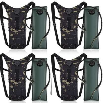 4 Pack Tactical Hydration Backpack with 3L Water Bladder Military Daypack Water Backpack Lightweight Hydration Back Pack for Running Cycling Climbing Hiking for Men Women - style: Dark Camo