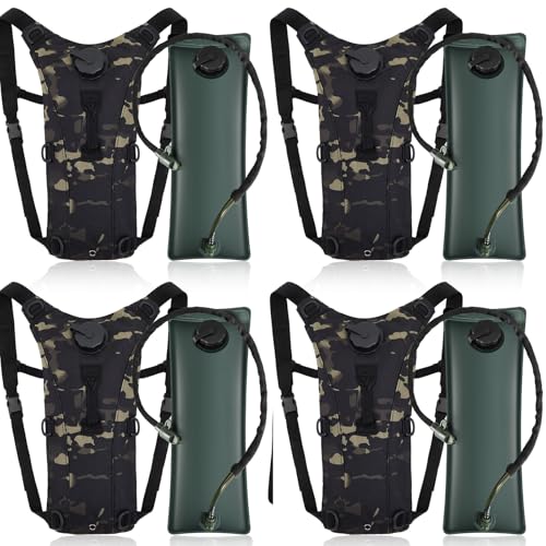 4 Pack Tactical Hydration Backpack with 3L Water Bladder Military Daypack Water Backpack Lightweight Hydration Back Pack for Running Cycling Climbing Hiking for Men Women - style: Dark Camo