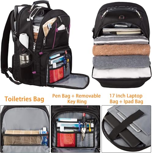 LTINVECK Extra Large Backpack,TSA Friendly Travel Laptop Computer Backpack for Men Women,RFID Water Resistant Big Business Backbag Fits 17.3 Inch Laptops,Purple - color: Purple