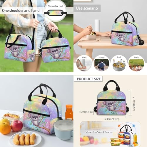 Flashideas Cute Koala Backpack for Girls Kids Backpack with Lunch Box 32oz Stainless Steel Water Bottle and Water Bottle Bag 4Pcs Set 17" Large Capacity Elementary Bookbag with Compartments for School - color: Cute Koala