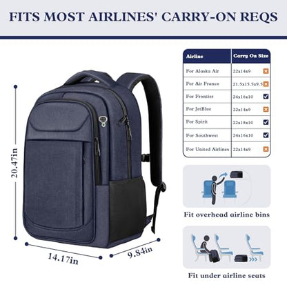 Extra Large Laptop Backpack, 18.4 Inch Travel Backpack, Big Sturdy TSA-Friendly College Computer Bag, Gifts for Men & Women, Blue - color: Blue, size: 18.4 Inch(45L)