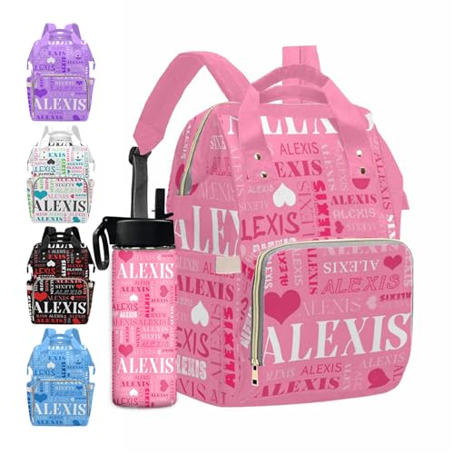 MyPupSocks Personalized Baby Bag, Custom Diaper Bag Fashion Schoolbag Daycare Mummy Nursing Baby Bags Casual Daypack Backpack for Mom Girls Shopping School - color: Color 18