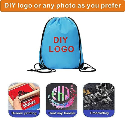 Drawstring Backpack Bulk 20 Pcs Draw String Backpack Bags DIY Gym Sports Traveling Yoga Cinch Bag Sackpack Drawstring (Sky Blue light blue) - color: Sky Blue