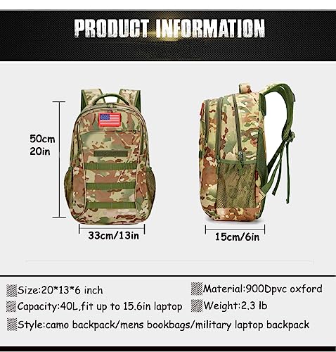 4land Camo Backpack for Boys,Army Boys Backpacks for Elementary Middle School Military,Camouflage Bookbag 40L - color: A-jun