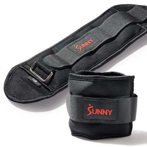 Sunny Health & Fitness Ankle Weights for Women, Men & Kids – Adjustable 1–5 lb Pair | Wrist, Arm & Leg Weights for Walking, Pilates, Yoga & Cardio - size: 1 LB