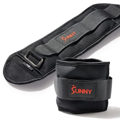 Sunny Health & Fitness Ankle Weights for Women, Men & Kids – Adjustable 1–5 lb Pair | Wrist, Arm & Leg Weights for Walking, Pilates, Yoga & Cardio - size: 1 LB