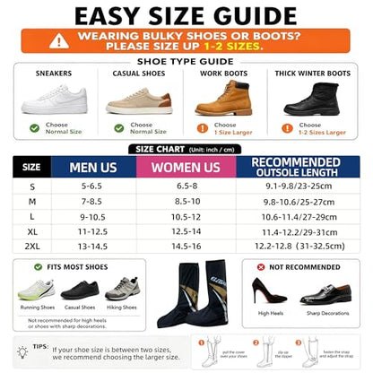Waterproof Rain Shoe Covers with Zipper for Men Women, Reusable Overshoes - color: Elegant, size: Medium