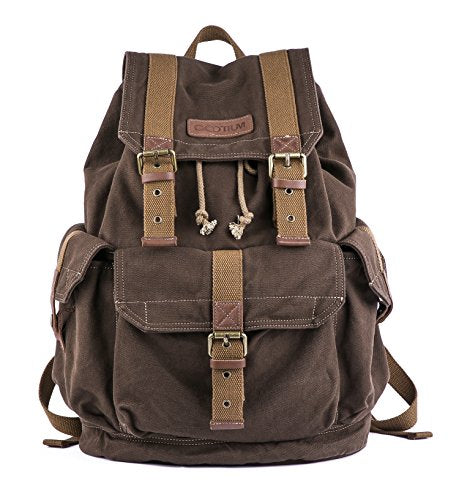 GOOTIUM 21101CF Specially High Density Thick Canvas Backpack Rucksack,Coffee - color: Coffee, size: Large