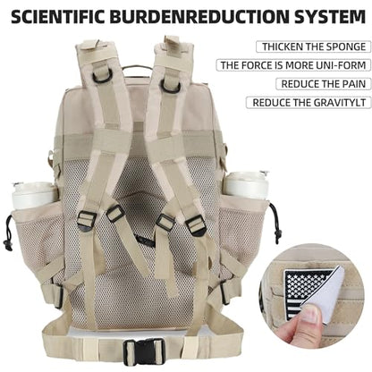 Lovelinks21 45L Tactical Assault Backpack 3 day assault pack with Molle Waterproof backpack Rucksack for Tactical Backpacks (Light Khaki) - color: Light Khaki