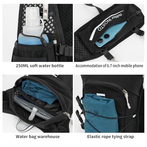 INOXTO Running Hydration Vest Backpack,Lightweight Insulated Pack with 1.5L Water Bladder Bag Daypack for Trail Hiking Running Cycling Race Marathon for Women Men - color: Black White