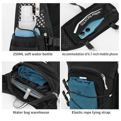 INOXTO Running Hydration Vest Backpack,Lightweight Insulated Pack with 1.5L Water Bladder Bag Daypack for Trail Hiking Running Cycling Race Marathon for Women Men - color: Black White