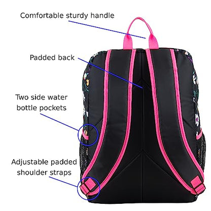 FUEL Top Loader Teens Student Water Resistant Backpack Set Lunch Bookbag Bag Soft Reusable Insulated Cooler Lunch Box Thermal Travel Office Lunch Bag, Floral - color: Floral