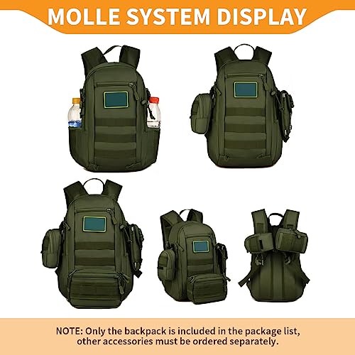 HUNTVP 10L Tactical Backpack Small Backpack Mini Daypack Military MOLLE Rucksack Gear Tactical Assault Pack Bag for Hunting Camping Trekking (10L-Army Green) - color: Army Green, size: 10L
