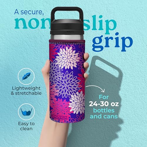 Water Bottle Sleeve, Neoprene Insulated Bottle Sleeve, Fits 24-30 Oz. Water Bottle, Washable and Reusable, Large Size, Gray Waves - color: Gray Waves Camo, size: Large 24-30oz
