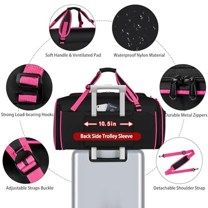Convertible Garment Duffel Bags for Travel, 4-in-1 Carry on Duffle Bag for Women with Backpack Straps & Waterproof Shoe Pocket, Hanging Suit Dress Weekender Bag for Business, Wedding, 3pcs - color: C-Black Red