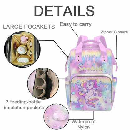 Newcos Custom Name Diaper Bag for Newborn Baby, Personalized Mommy Bags Diaper Backpack with Water Bottle, Customized Nursing Bags Monogram Tote for Mom Wife Women Baby Mothers Day Pink - color: Patten 17
