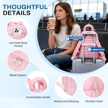Sisipoet Mini Backpack for Women, 2pcs Small Backpack for Ladies Bookbag Purse for Women with Handy Wallet and Luggage Strap, Pink - color: Pink