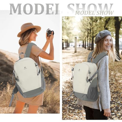 Hiking Backpack for Men Women, 25L Lightweight Travel Backpack Camping Daypack for Outdoors - color: White & Grey