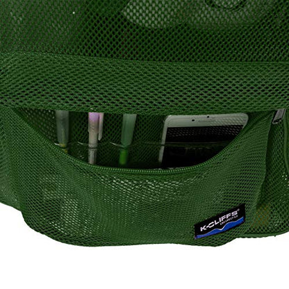 K-Cliffs Heavy Duty Mesh Backpack Quality Classic Student Net Bookbag Durable See Through Simple Netting Daypack Deluxe Basic School Bag Green - color: Green