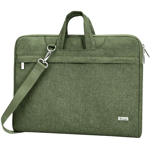 Voova Laptop Bag 17 17.3 Inch Water-resistant Laptop Sleeve Case with Shoulder Straps & Handle, Computer Case Cover Slim Briefcase Compatible with 17-18” Hp Dell Asus Acer, Army Green - color: Army Green, size: 17-17.3 In