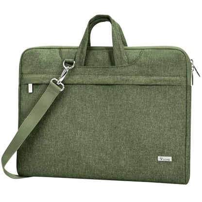 Voova Laptop Bag 17 17.3 Inch Water-resistant Laptop Sleeve Case with Shoulder Straps & Handle, Computer Case Cover Slim Briefcase Compatible with 17-18” Hp Dell Asus Acer, Army Green - color: Army Green, size: 17-17.3 In