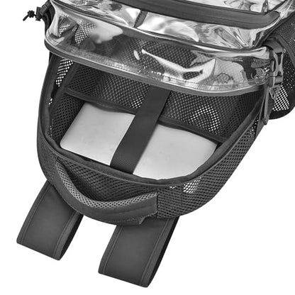 Clear Backpack Heavy Duty Transparent Backpack for School Large Net Bookbag - color: Charcoal