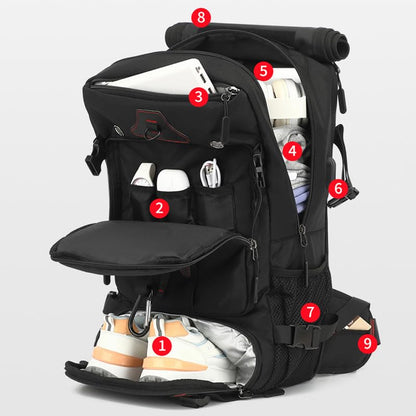 Outdoor Travel Backpack,Carry On Backpack Durable Convertible Duffle Bag,for Work&Travel，35L Capacity(Black,Medium Size) - size: Medium