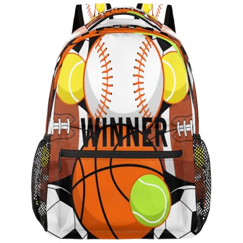 School Backpack Travel Bag for Men & Women - Basketball Baseball Lightweight Boys Girls Bookbag Daypack Fits 15.6 Inch Laptop for College Students, Middle High School, Teens