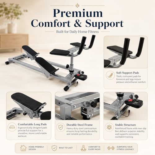 Happlee Crawling Machine for Adults Core Trainer Full Body Workout Machine Spine Twist and Stretch Trainer Ab Twist Machine Back Stretcher with Counter 5 Level Height 3 Level Angle Home Gym Equipment