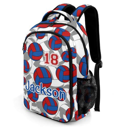 Red Blue Volleyball Pattern Casual Backpack Daypack Bookbag Laptop Bag Custom Shoulders Backpacks for Gifts - color: Red Blue Volleyball Pattern