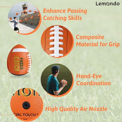 PassCatch Training Football, Enhance Passing Catching Skills, Official & Youth Size(with Pump) - style: Orange 9#(Ages 14+)