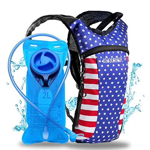 Sojourner Rave Hydration Pack - Hydration Backpack - Hydropack with 2L Bladder - Water Backpack for Festivals, Hiking, Running, Biking and More - color: USA