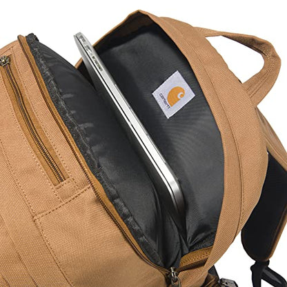 Carhartt 35L Triple-Compartment Backpack, Durable Pack with Laptop Sleeve and Duravax Abrasion Resistant Base, Carhartt Brown - color: Carhartt Brown
