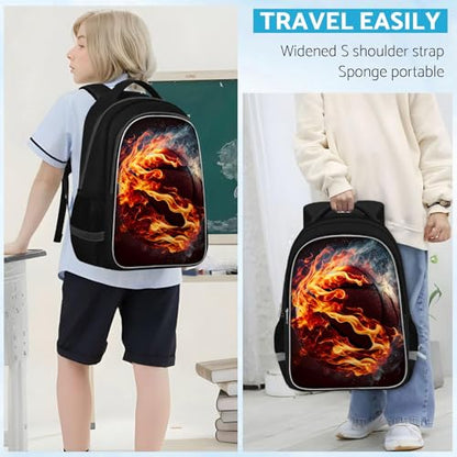 TILYTADLY School Backpack for Boys - Basketball Boys Backpack for Kids Children Teens Elementary Middle School - Students Bag for Ages 6-18,17″Bookbag Multifunctional Large Capacity - color: Basketball-03-backpack Only